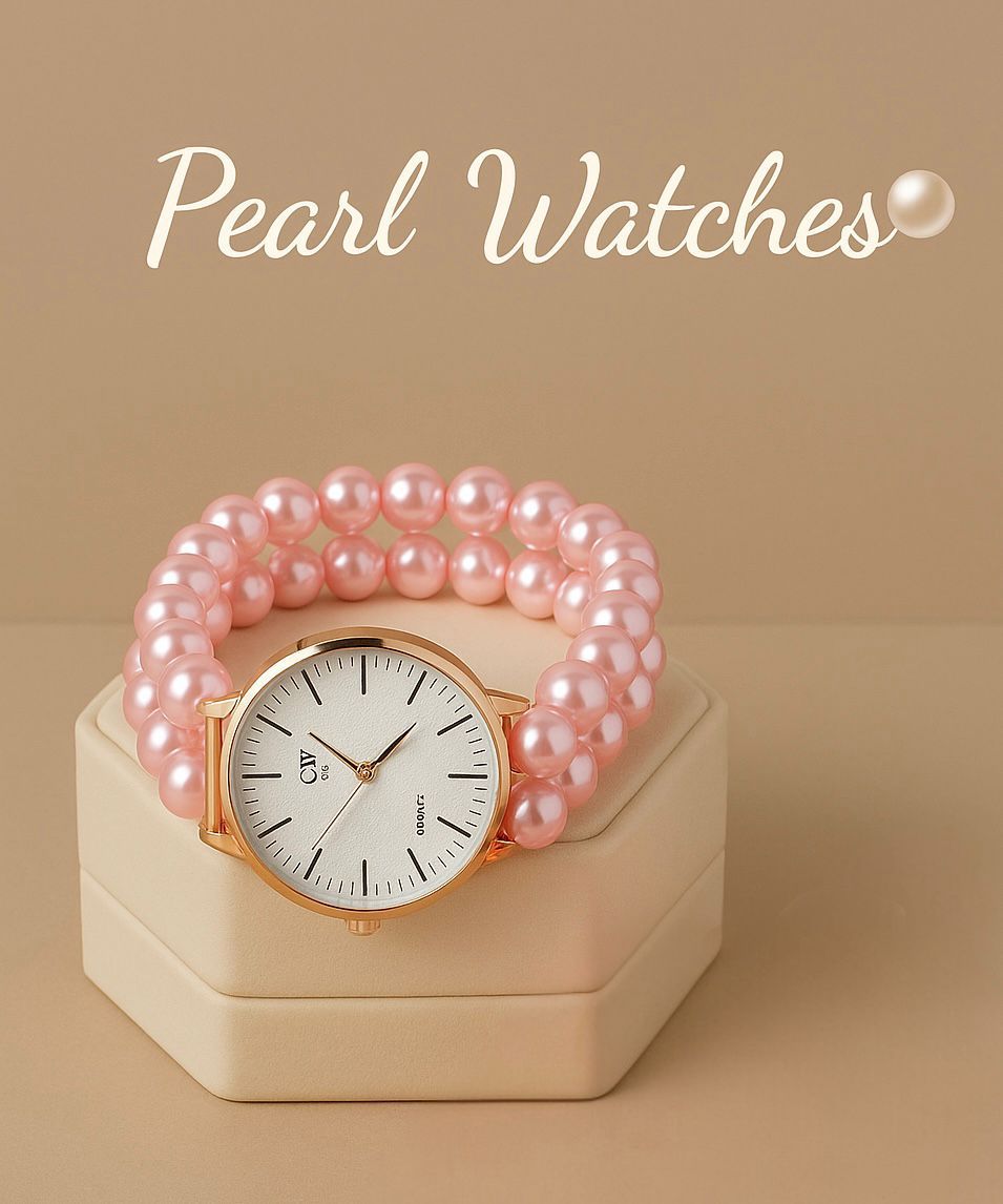 Double Layer Pearl Watch for Women – Stretchable & Adjustable ⌚️✨