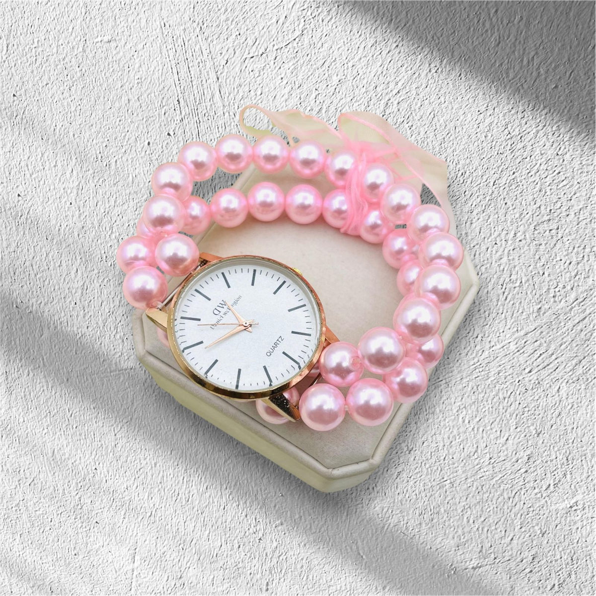 Double Layer Pearl Watch for Women – Stretchable & Adjustable ⌚️✨