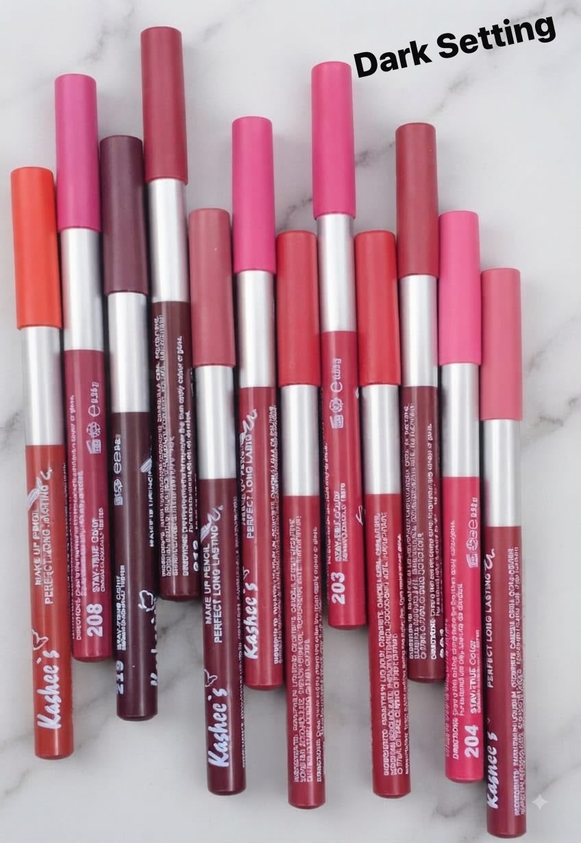 Kashees Color Lip Pencil 12-Piece Pack – Original | Long Lasting & Out Class Quality | Dark Shades