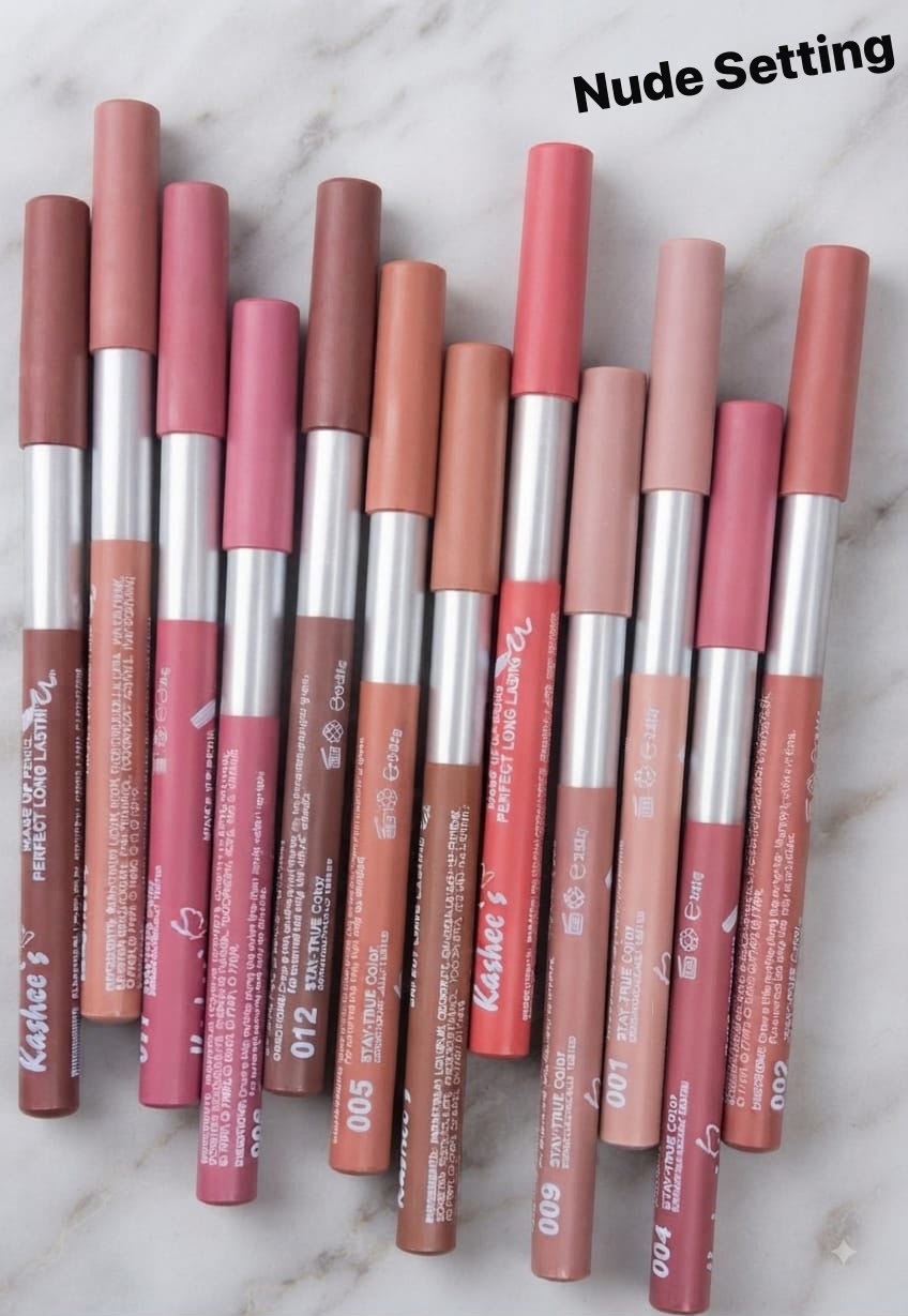 Kashees Color Lip Pencil 12-Piece Pack – Original | Long Lasting & Out Class Quality | Nude Shades