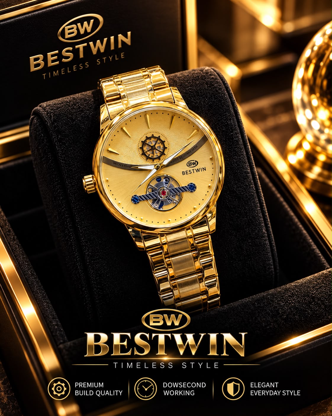 Gents Premium Chain Watch with High Quality Box – G22 Bestwin