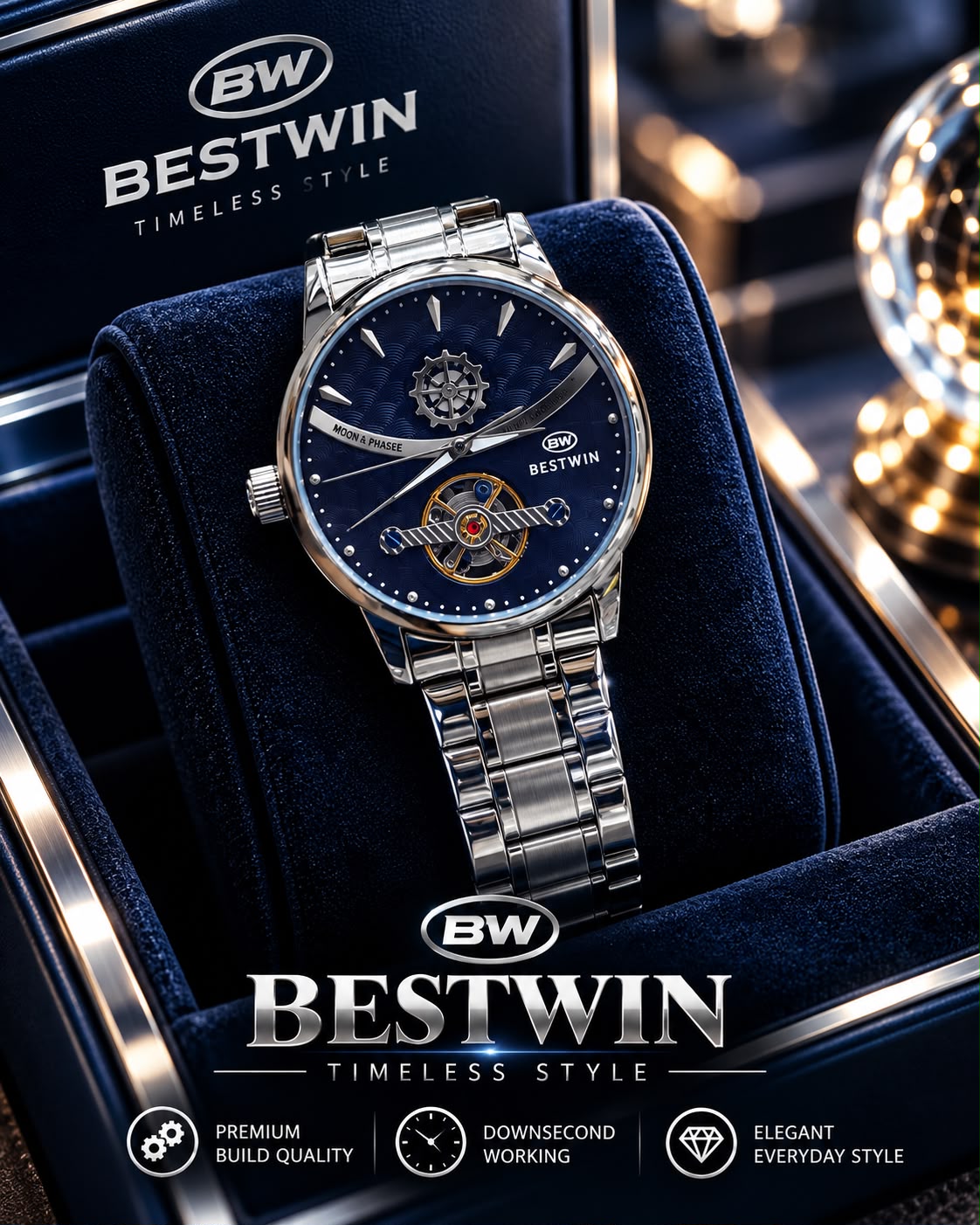 Gents Premium Chain Watch with High Quality Box – G19 Bestwin