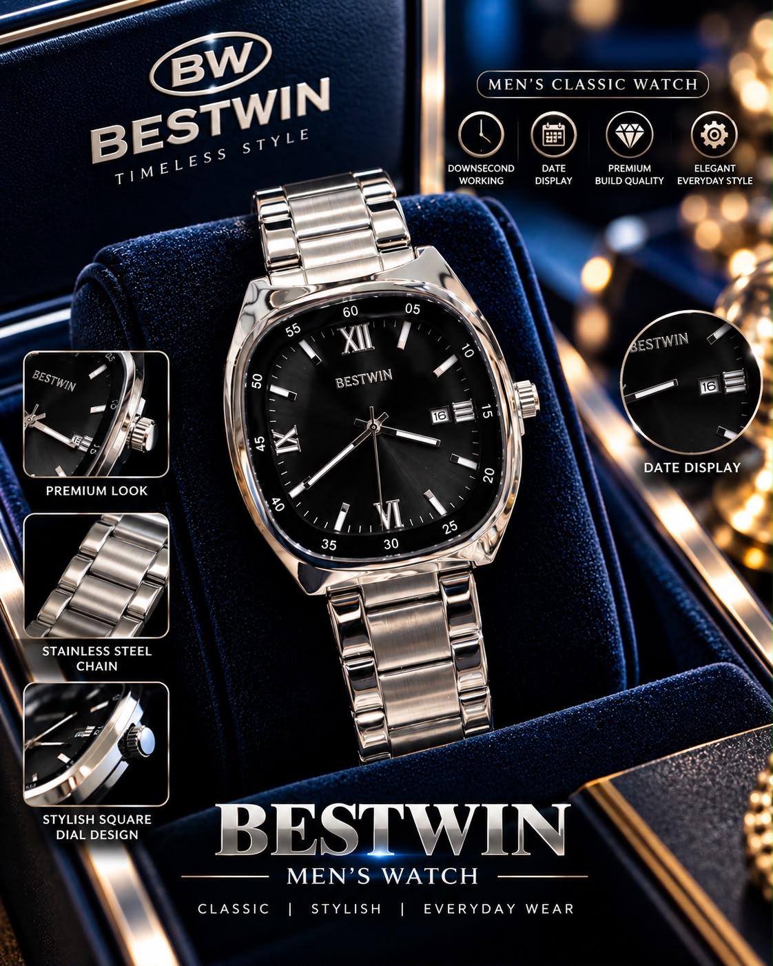 Gents Premium Chain Watch with High Quality Box – G13 Bestwin