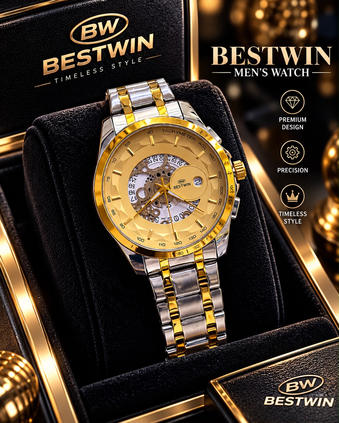 Gents Premium Chain Watch with High Quality Box – G10 Bestwin