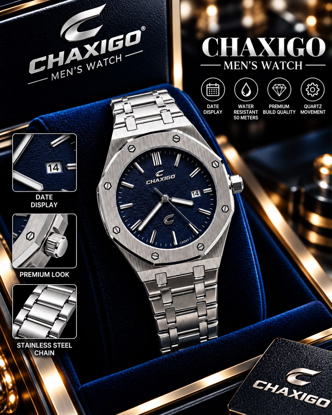 Gents Premium Chain Watch with High Quality Box – G05 Chaxigo