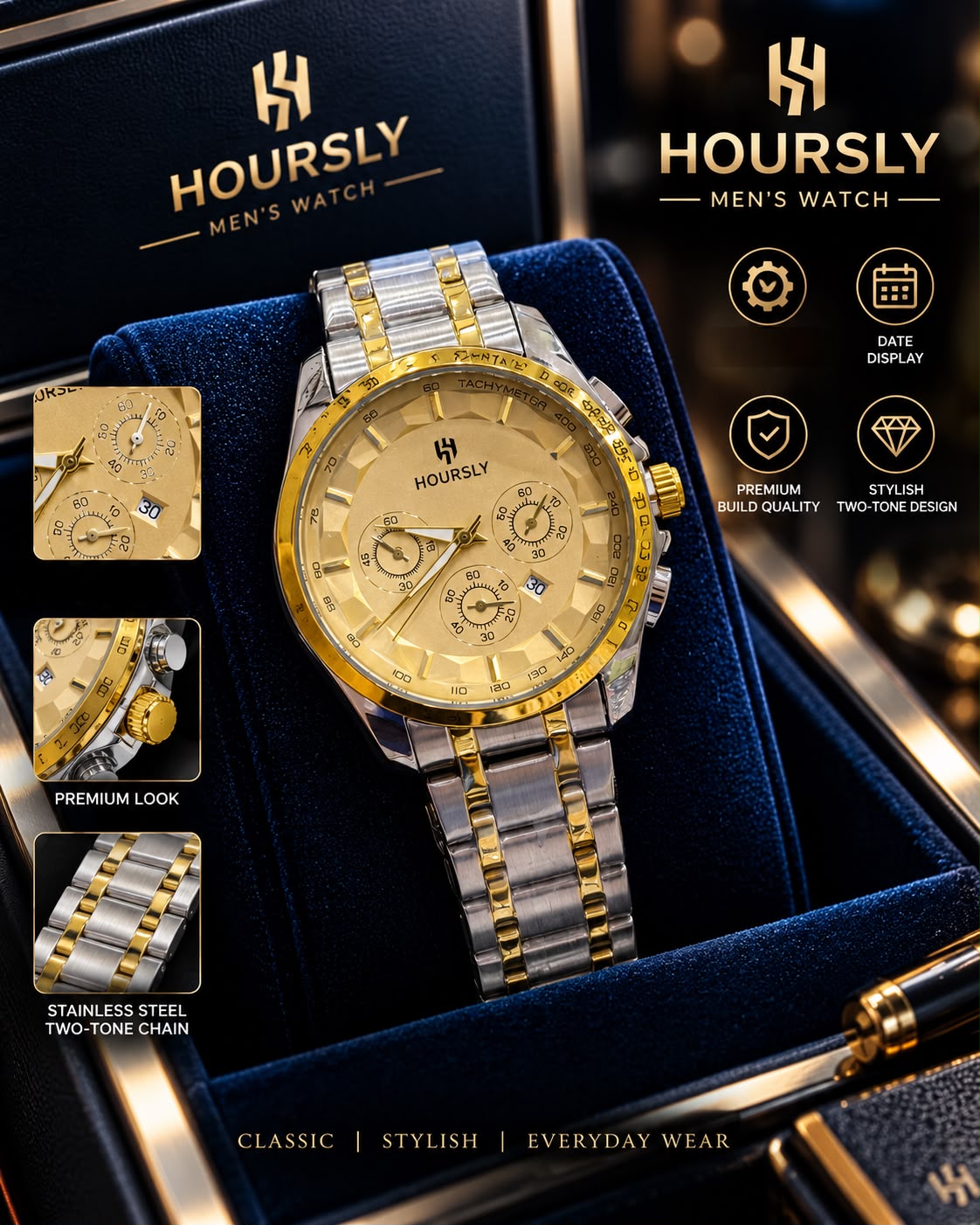 Gents Premium Chain Watch with High Quality Box – G03 Hoursly