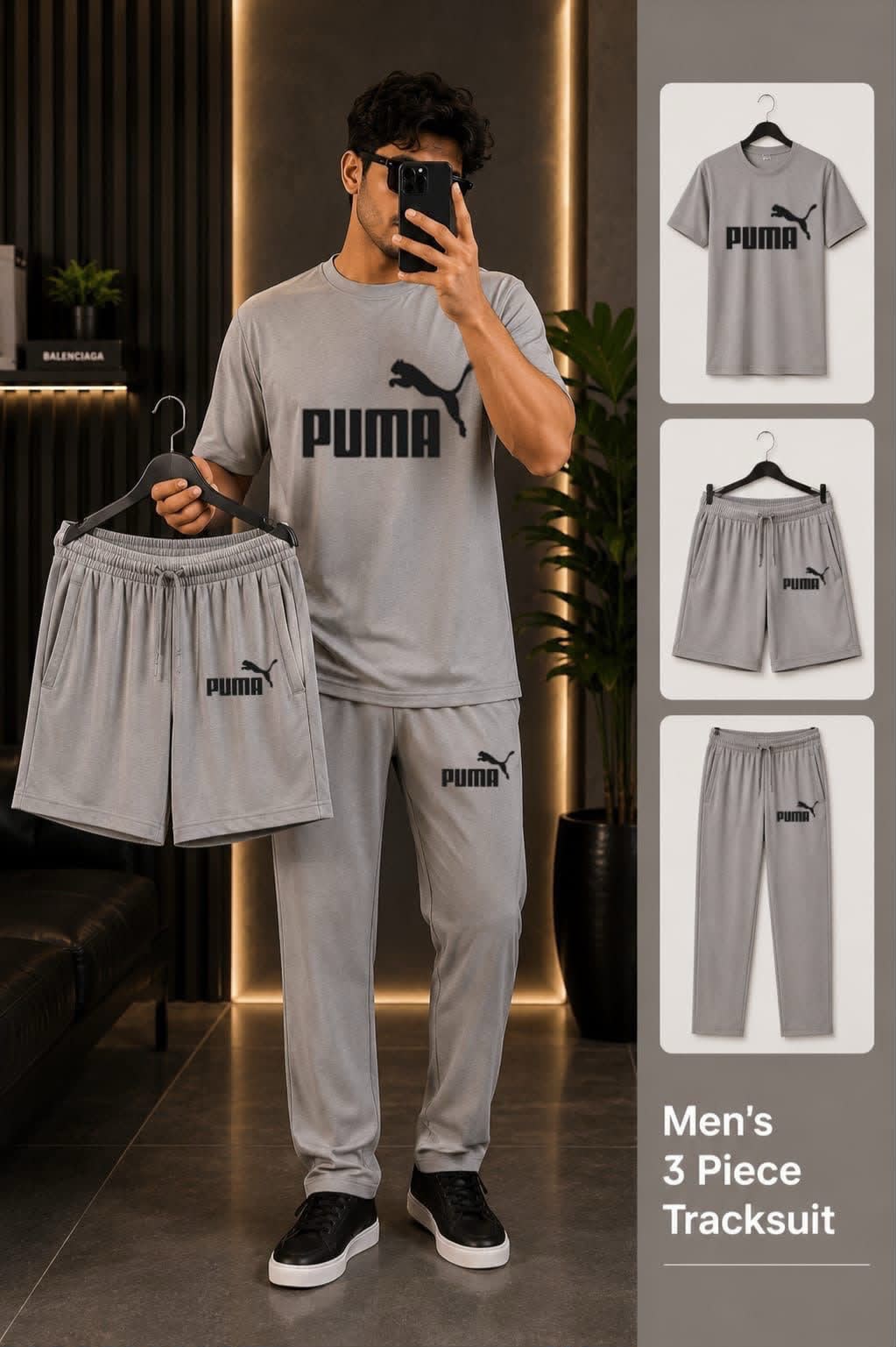 Men’s 3-Piece Set – T-Shirt, Trouser & Shorts